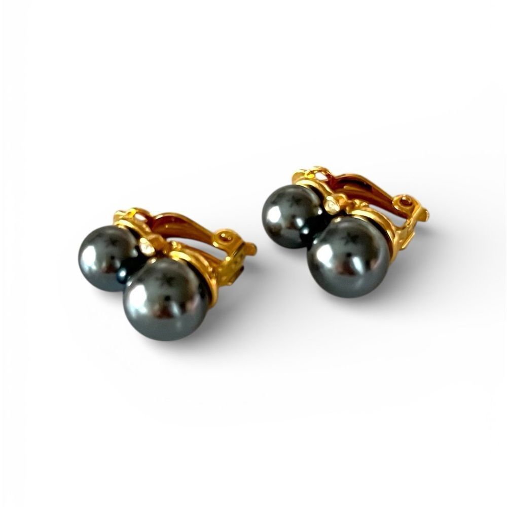 Carolee Blue Pearl Clip Earrings